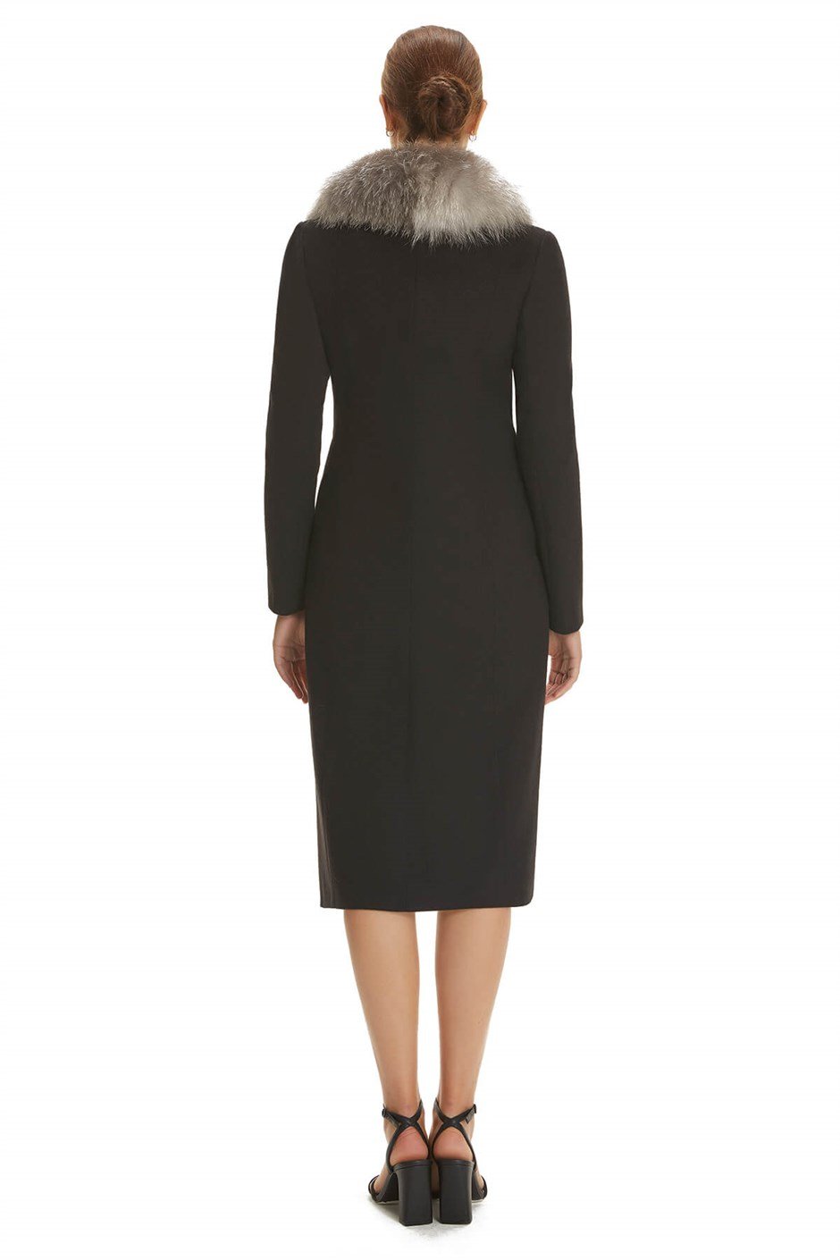 Shaky Women's Textile Coat with Fox trimming Black