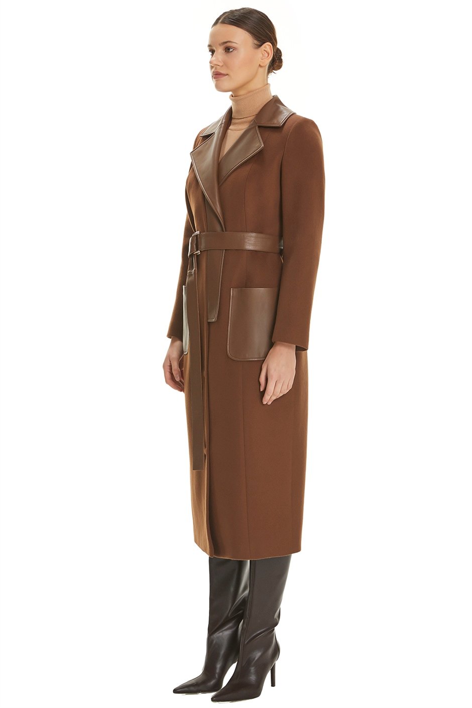 Shaky Women's Textile Coat with Leather trimming