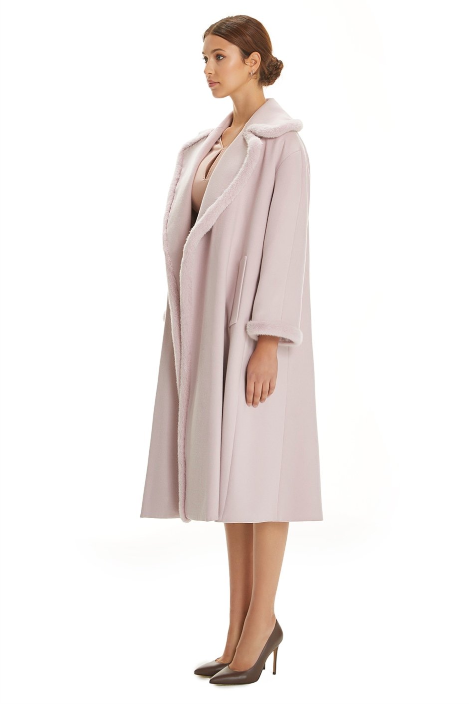 Shaky Women's Textile Coat with Mink trimming