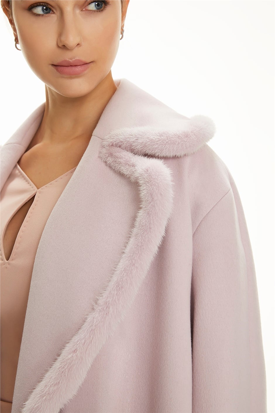 Shaky Women's Textile Coat with Mink trimming