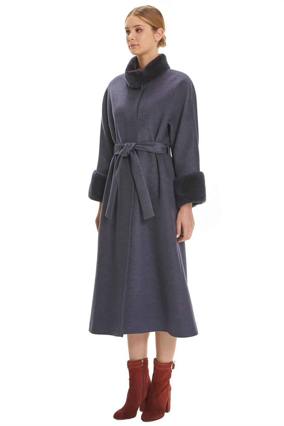 Shaky Women's Textile Coat with Mink trimming