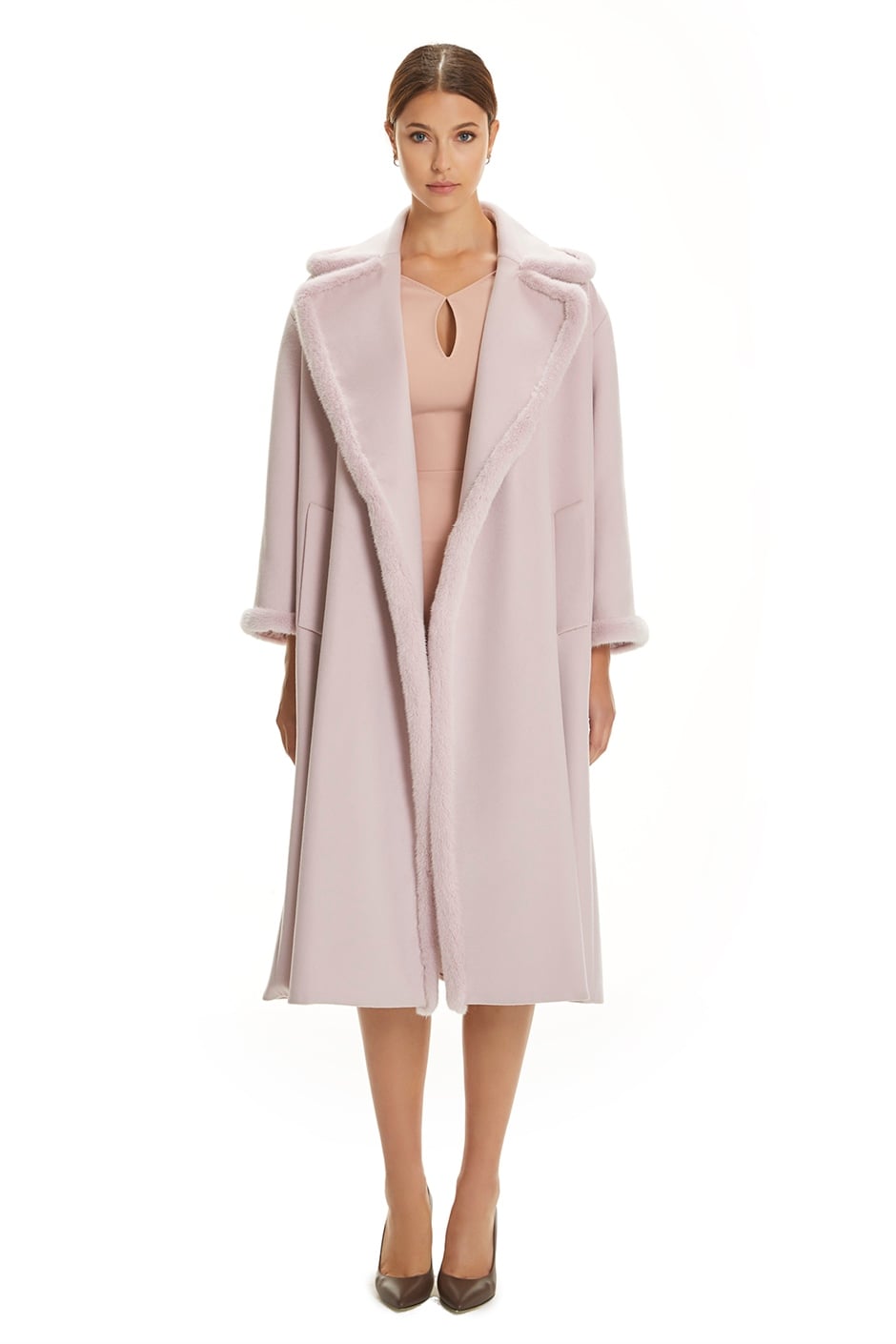 Shaky Women's Textile Coat with Mink trimming