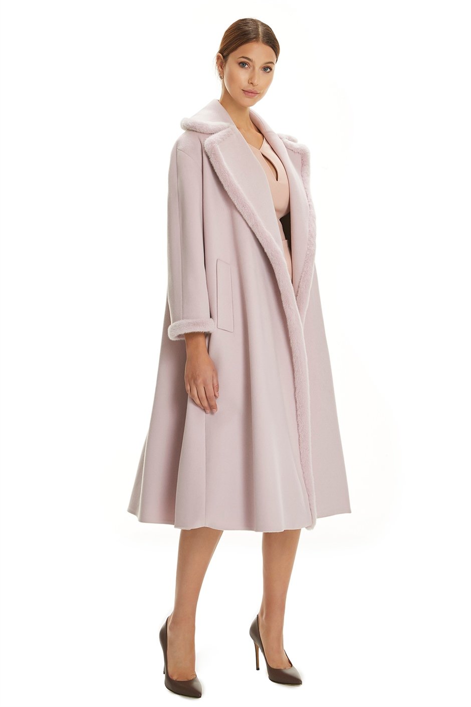 Shaky Women's Textile Coat with Mink trimming
