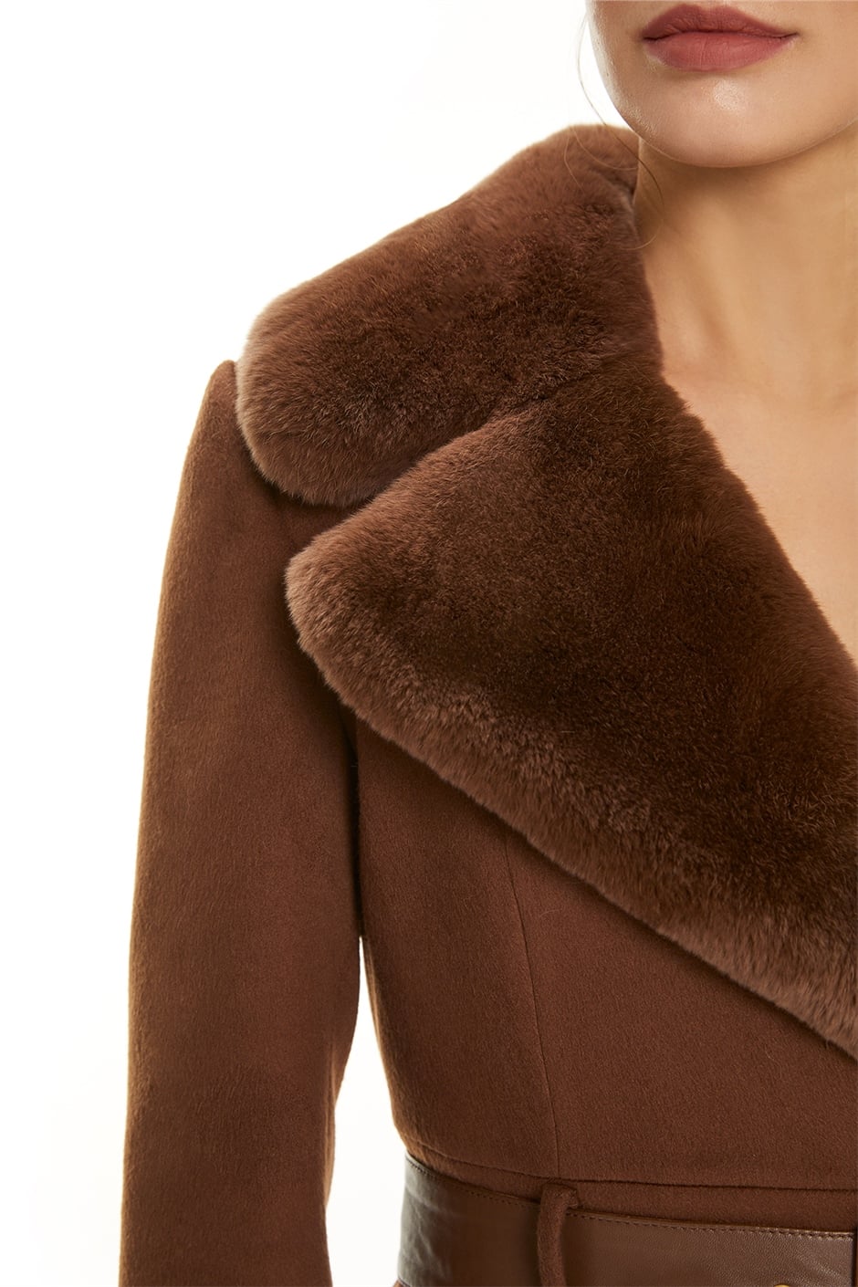 Shaky Women's Textile Coat with Rex trimming