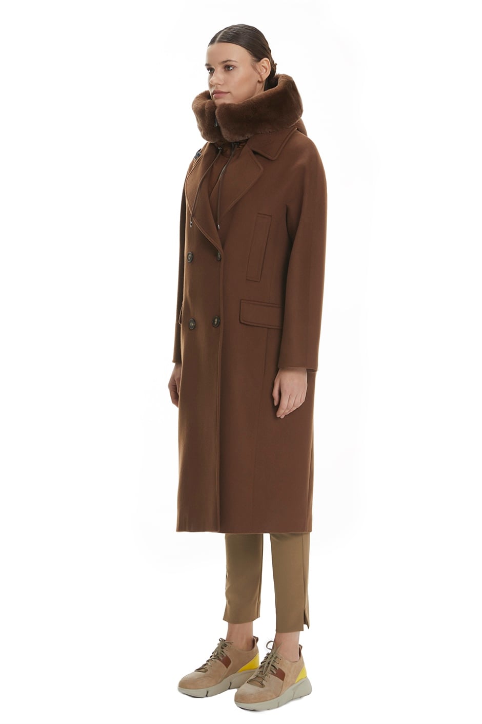Shaky Women's Textile Coat with Rex trimming