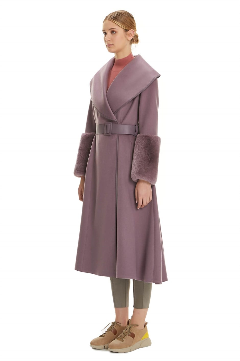 Shaky Women's Textile Coat with Rex trimming K.Lilac