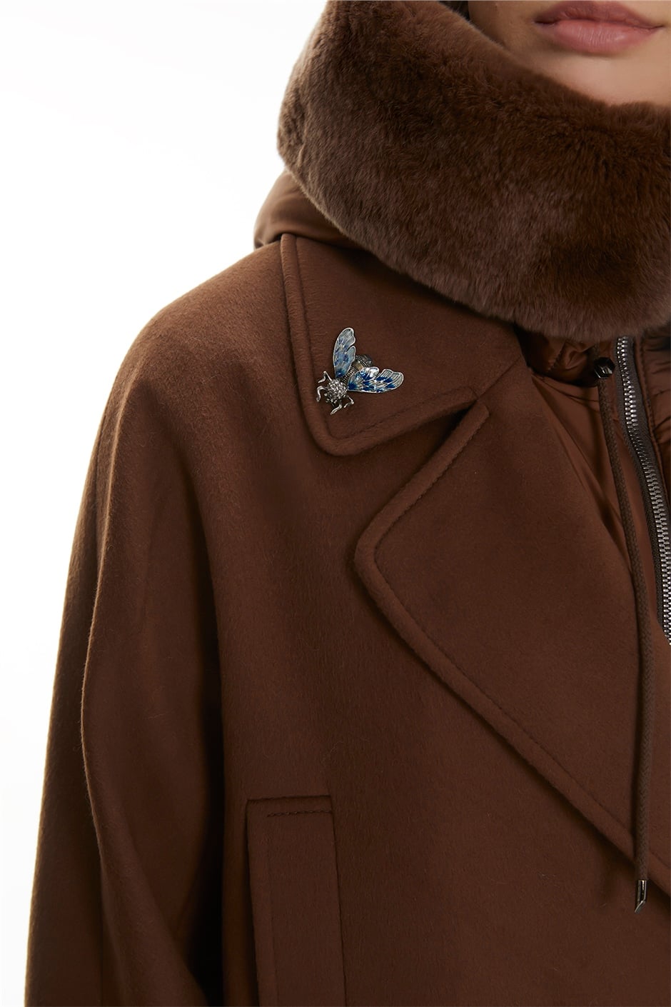 Shaky Women's Textile Coat with Rex trimming