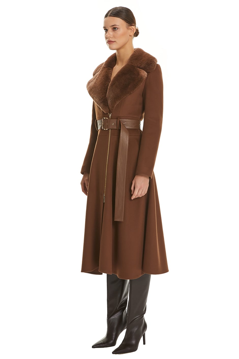 Shaky Women's Textile Coat with Rex trimming