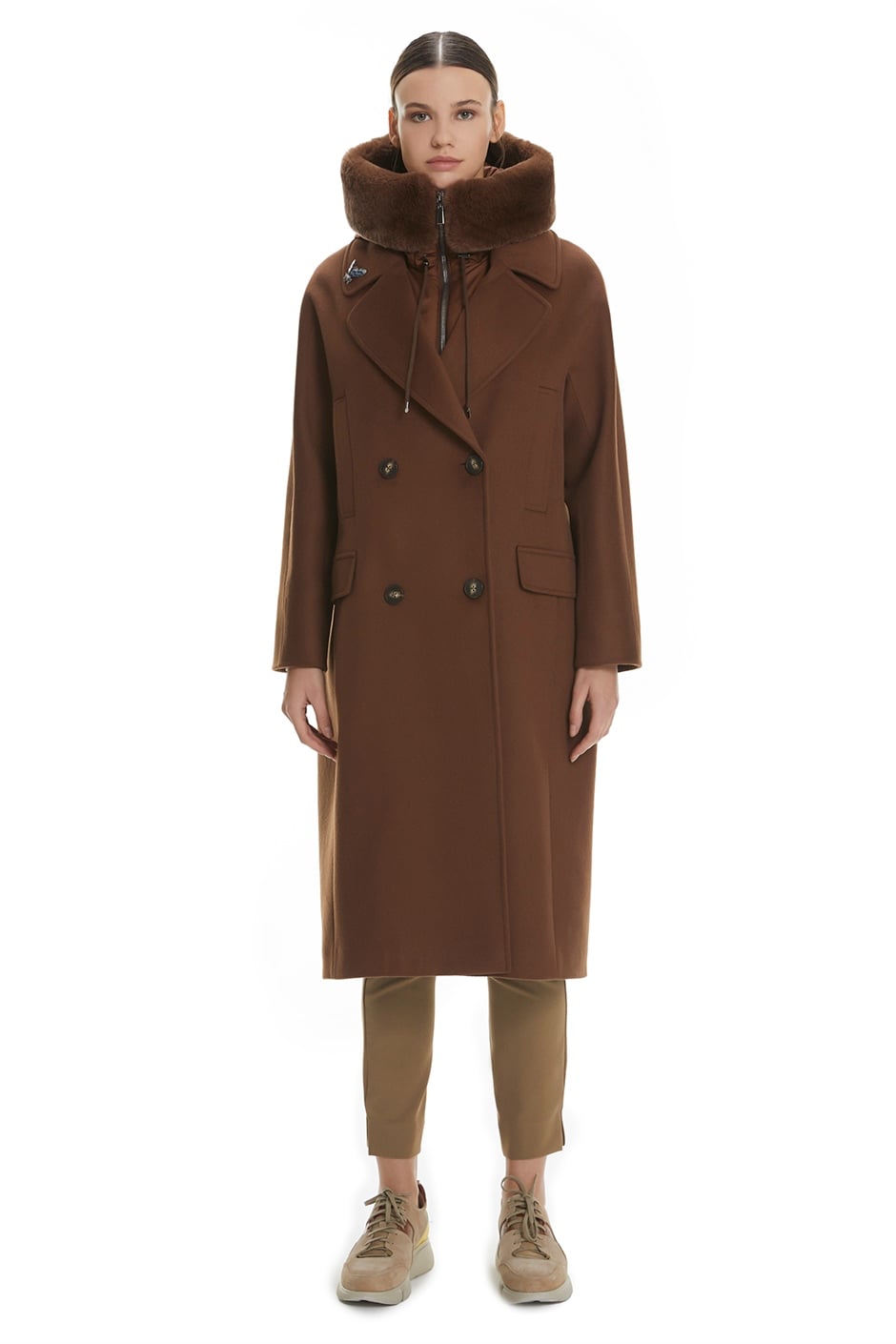 Shaky Women's Textile Coat with Rex trimming