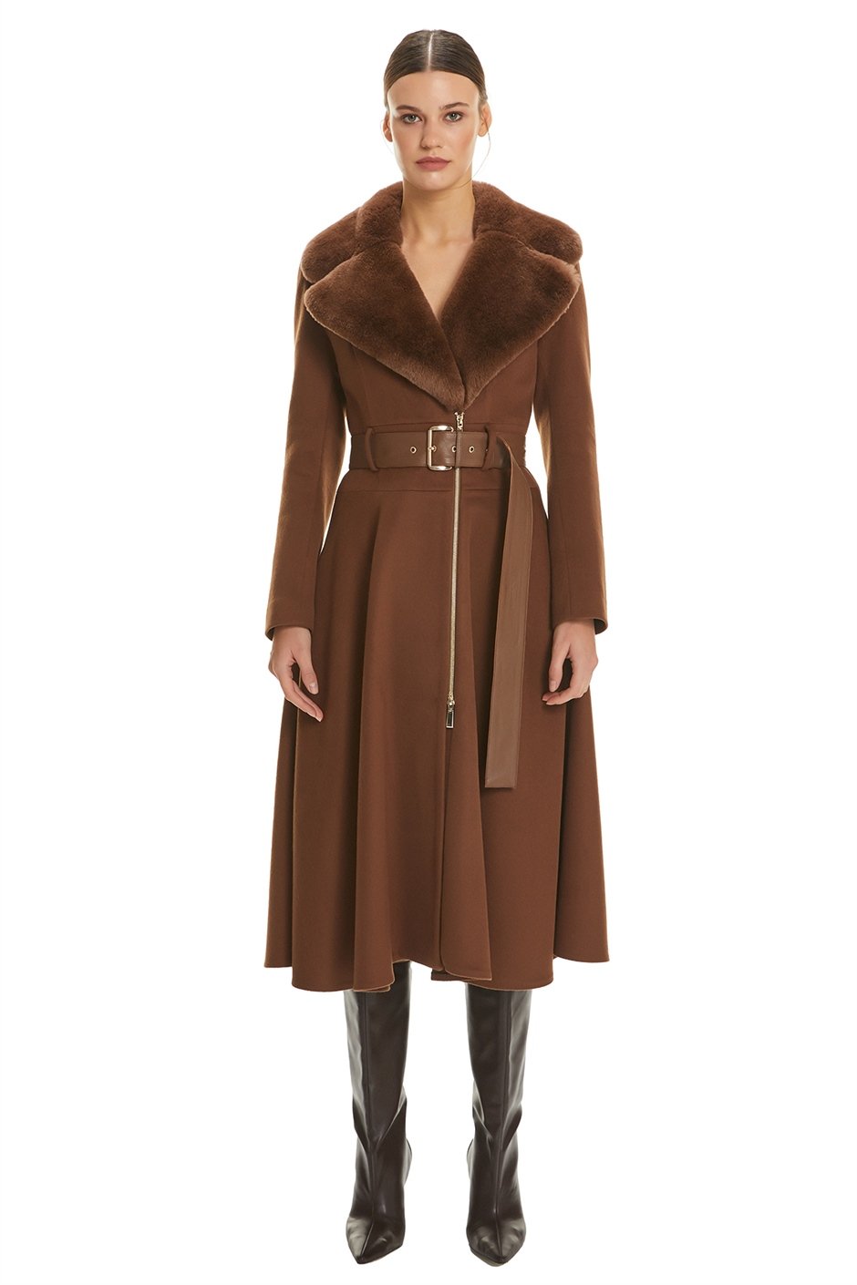 Shaky Women's Textile Coat with Rex trimming