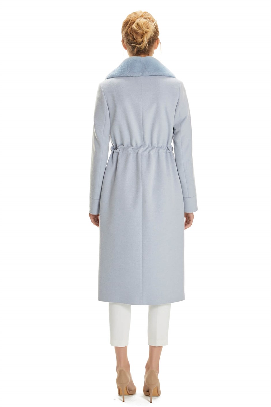 Shaky Women's Textile Coat with Rex trimming Baby Blues
