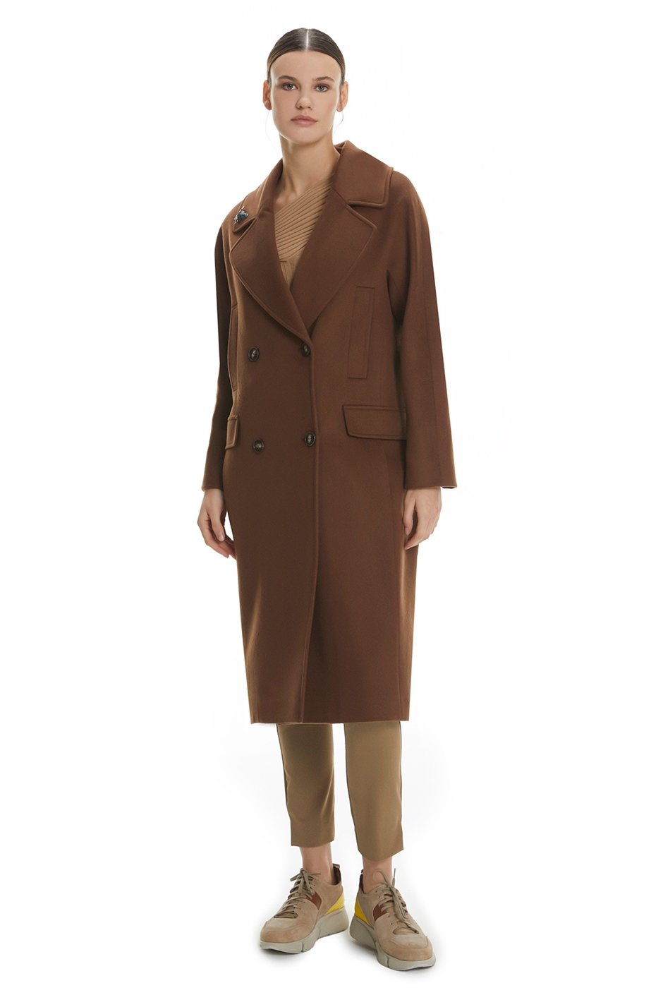 Shaky Women's Textile Coat with Rex trimming