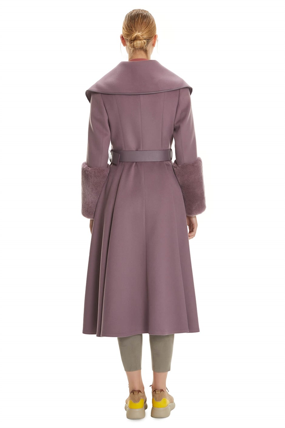 Shaky Women's Textile Coat with Rex trimming K.Lilac