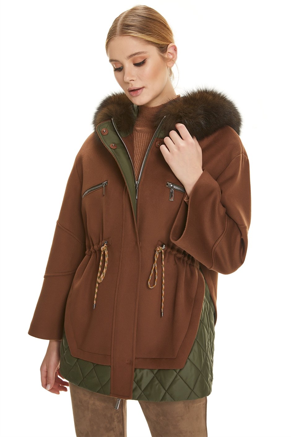 Shaky Women's Textile Jacket with Fox trimming