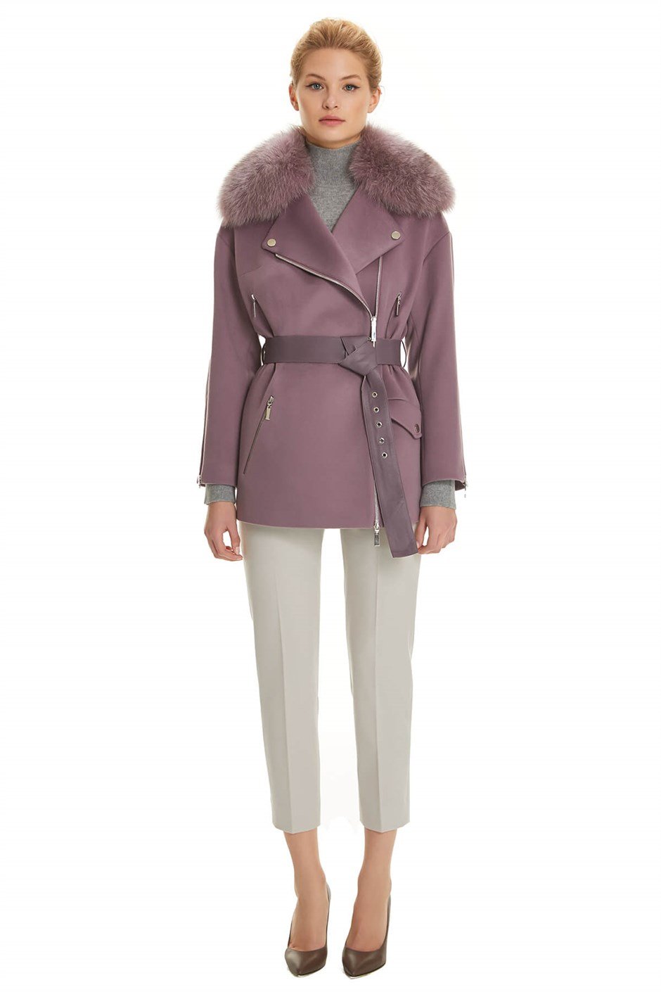 Shaky Women's Textile Jacket with Fox trimming K.Lilac