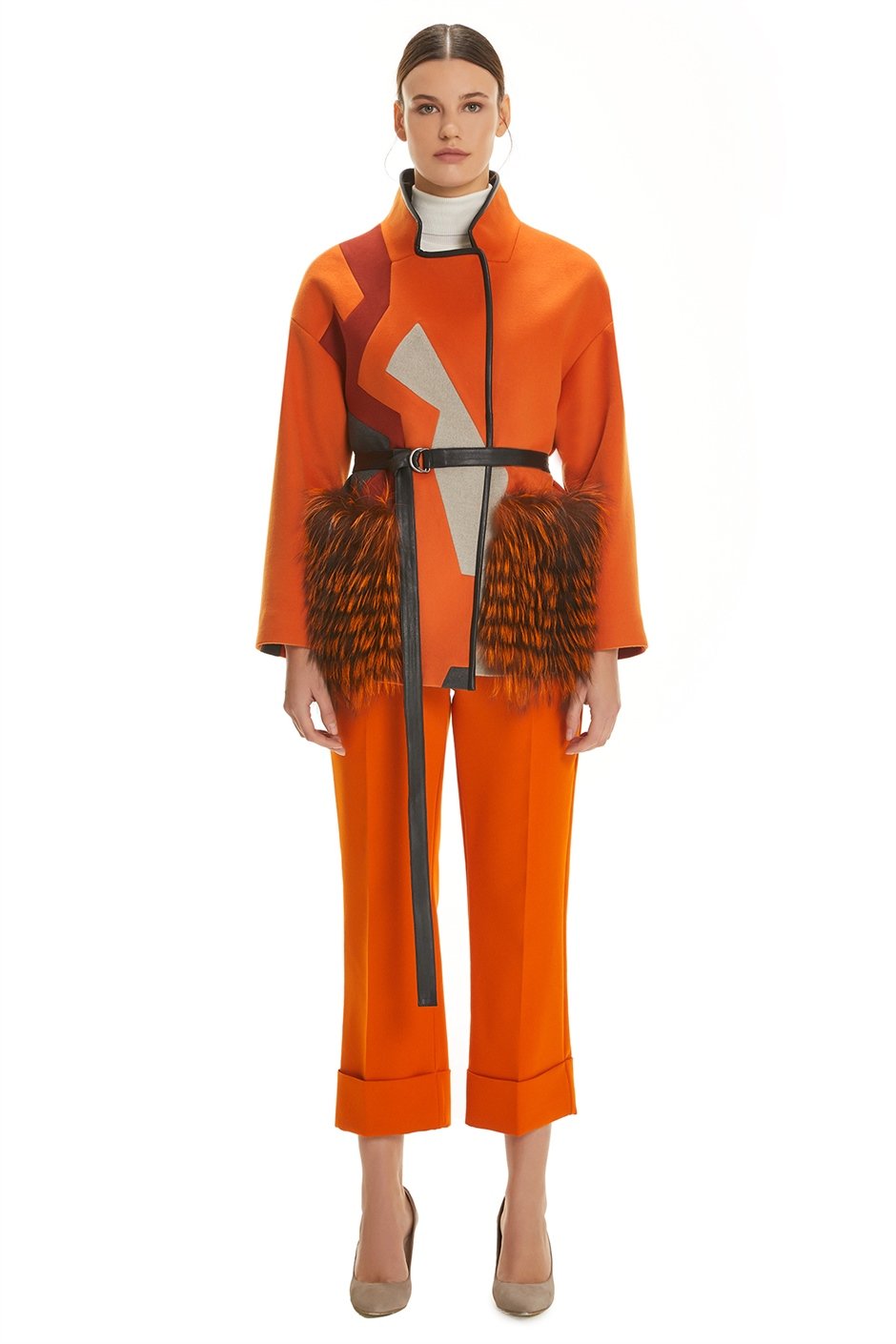 Shaky Women's Textile Jacket with Fox trimming