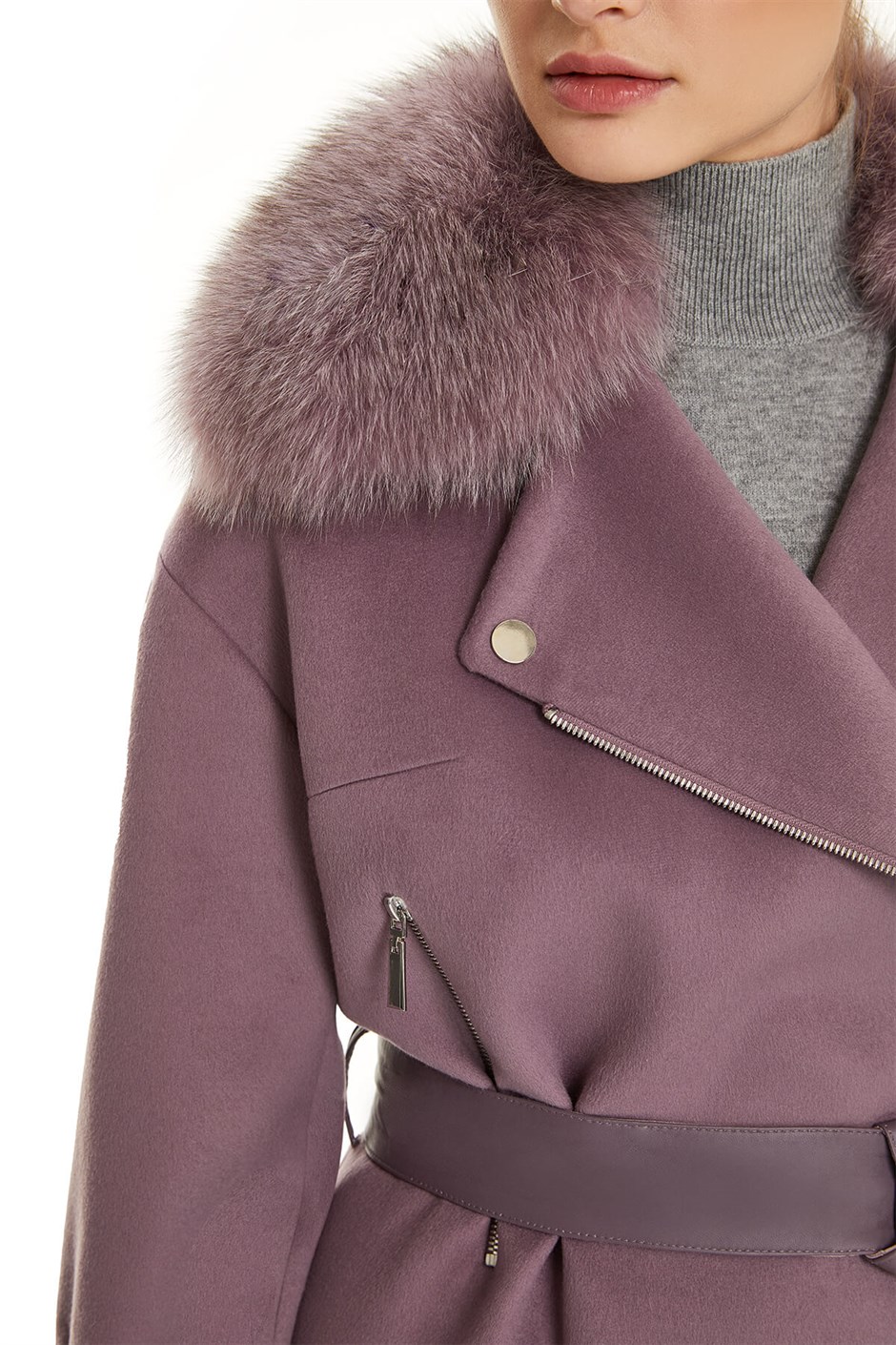 Shaky Women's Textile Jacket with Fox trimming K.Lilac