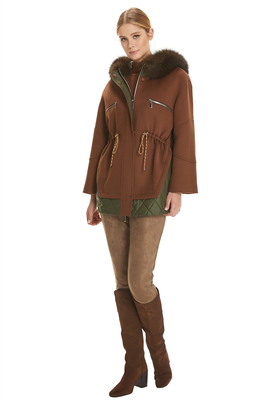Shaky Women's Textile Jacket with Fox trimming