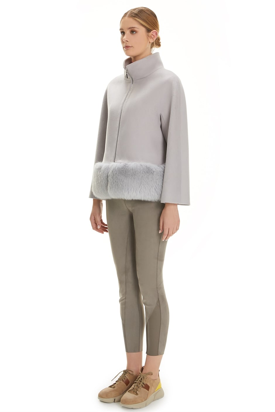 Shaky Women's Textile Jacket with Fox trimming