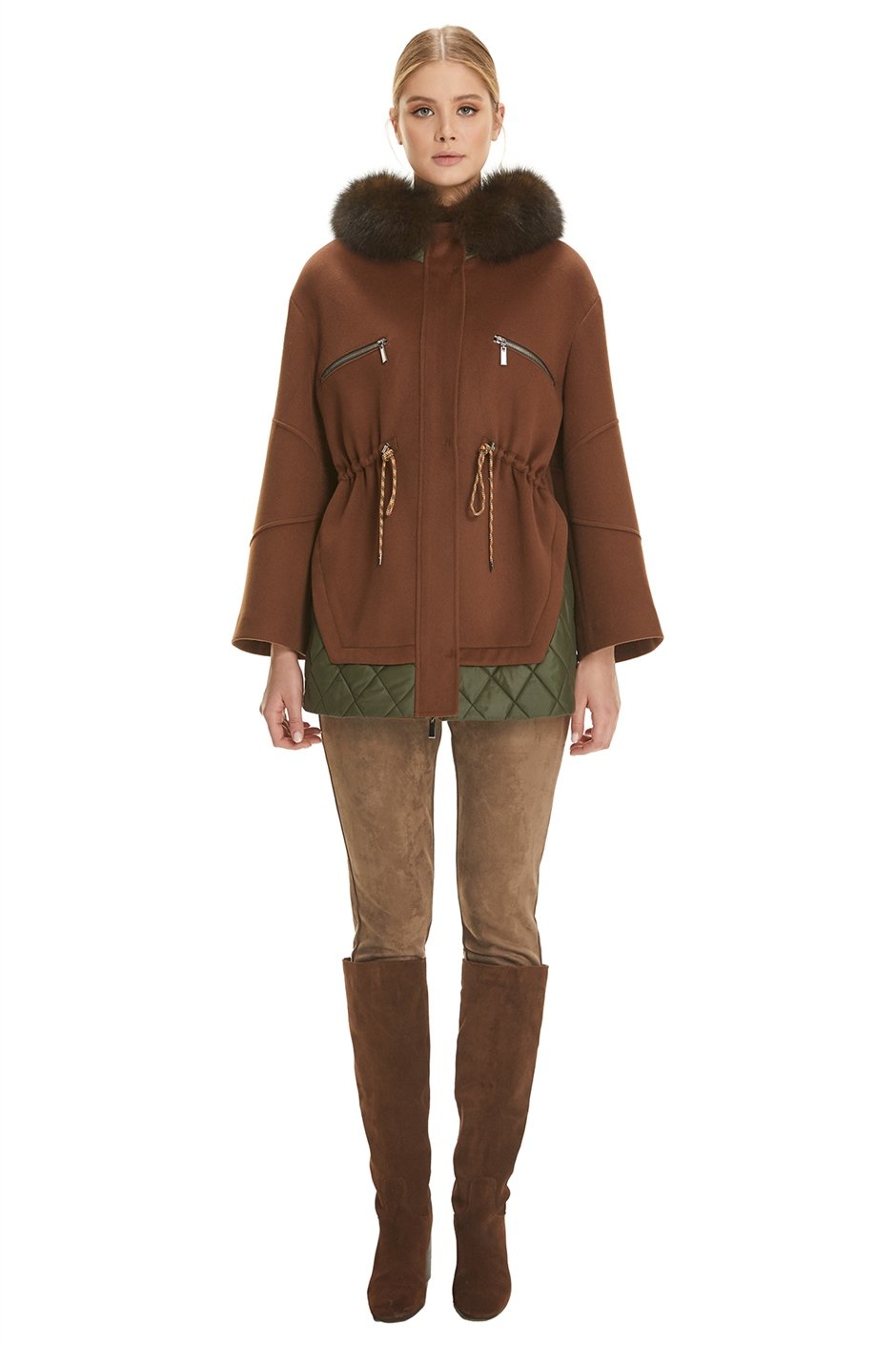 Shaky Women's Textile Jacket with Fox trimming