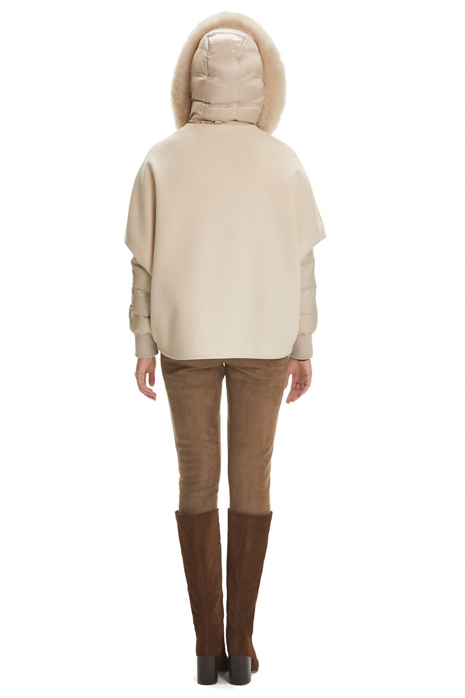 Shaky Women's Textile Jacket with Fox trimming Beige