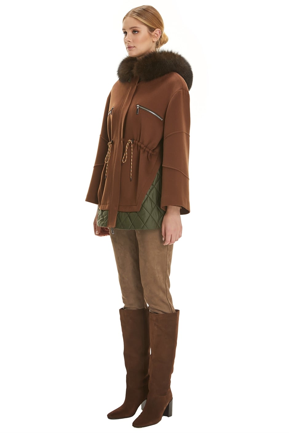 Shaky Women's Textile Jacket with Fox trimming