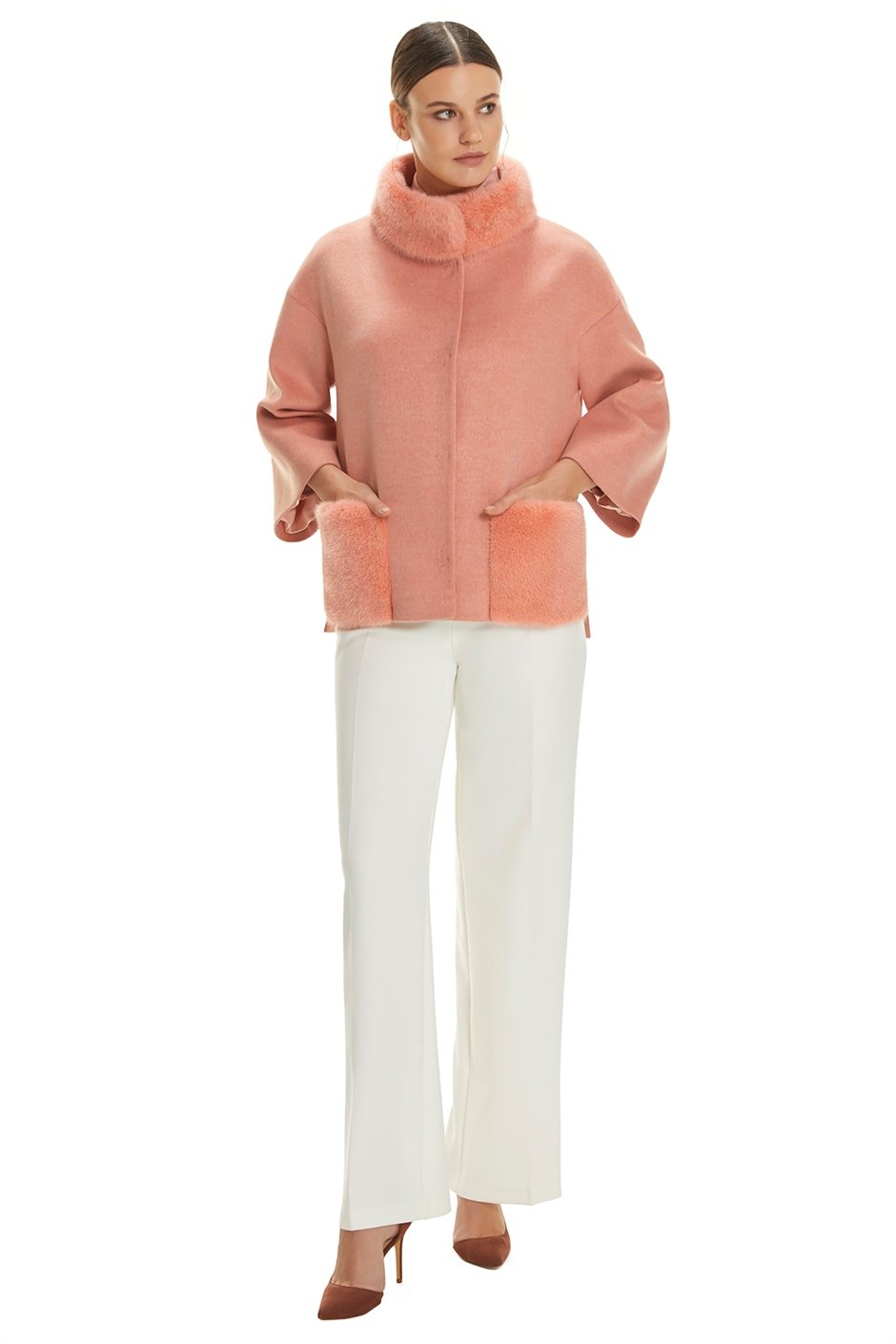 Shaky Women's Textile Jacket with Mink trimming