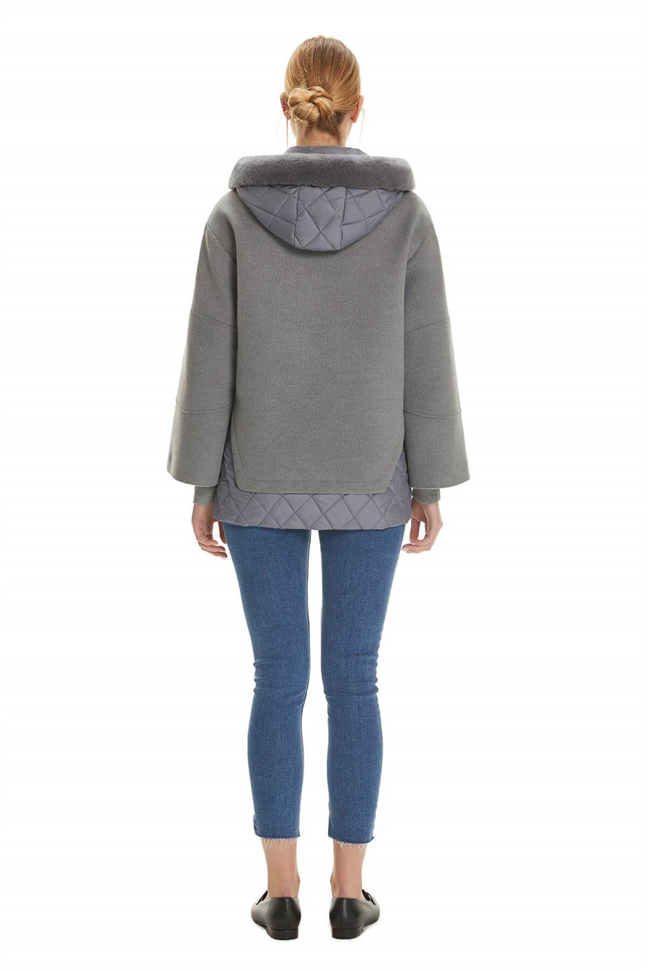 Shaky Women's Textile Jacket with Rex trimming Grey