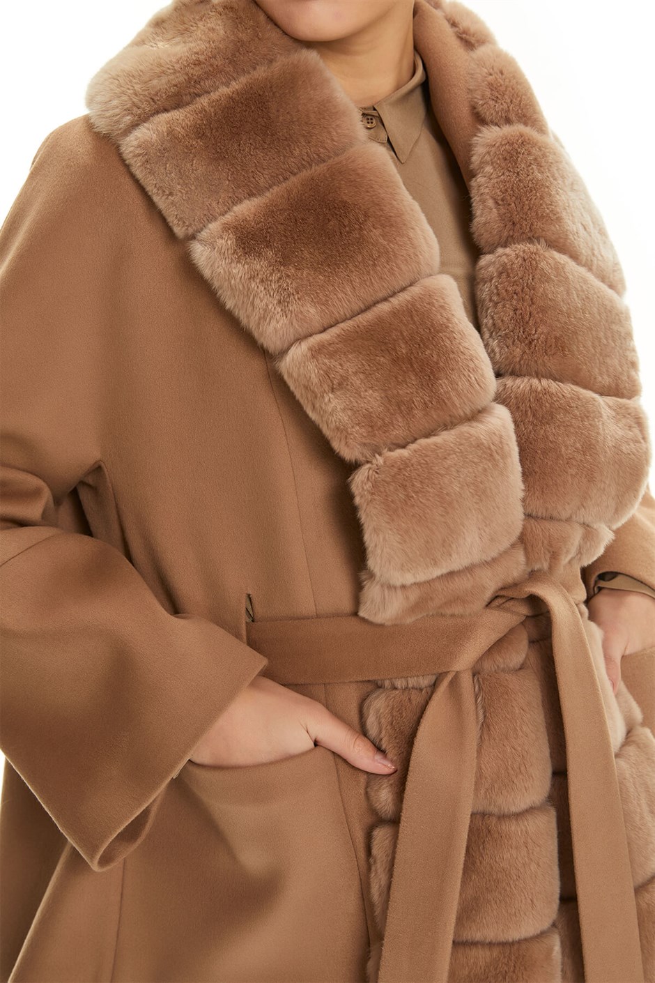 Shaky Women's Textile Jacket with Rex trimming Camel