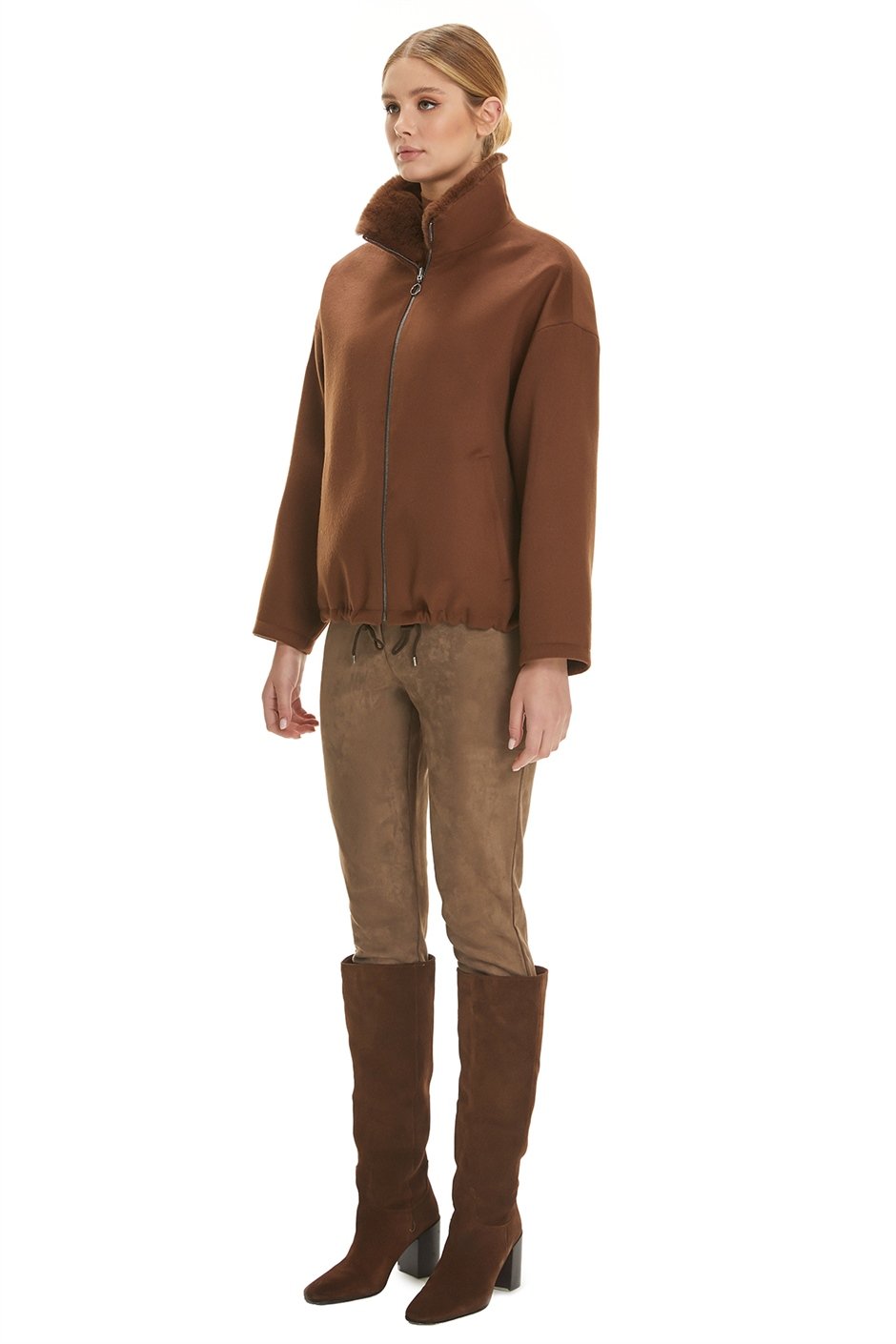 Shaky Women's Textile Jacket with Rex trimming
