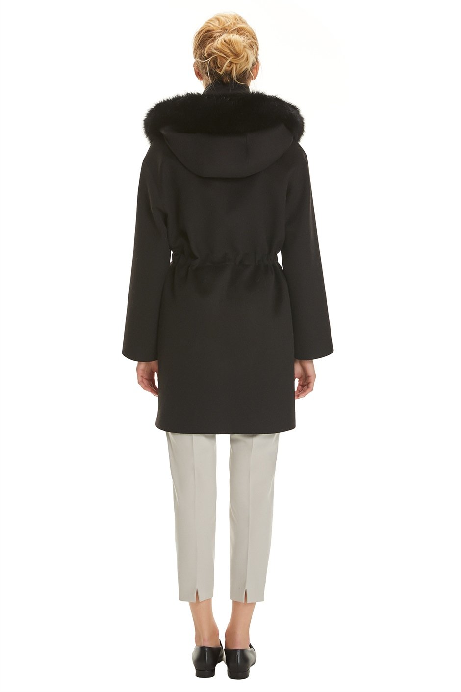 Shaky Women's Textile Short Coat with Fox trimming