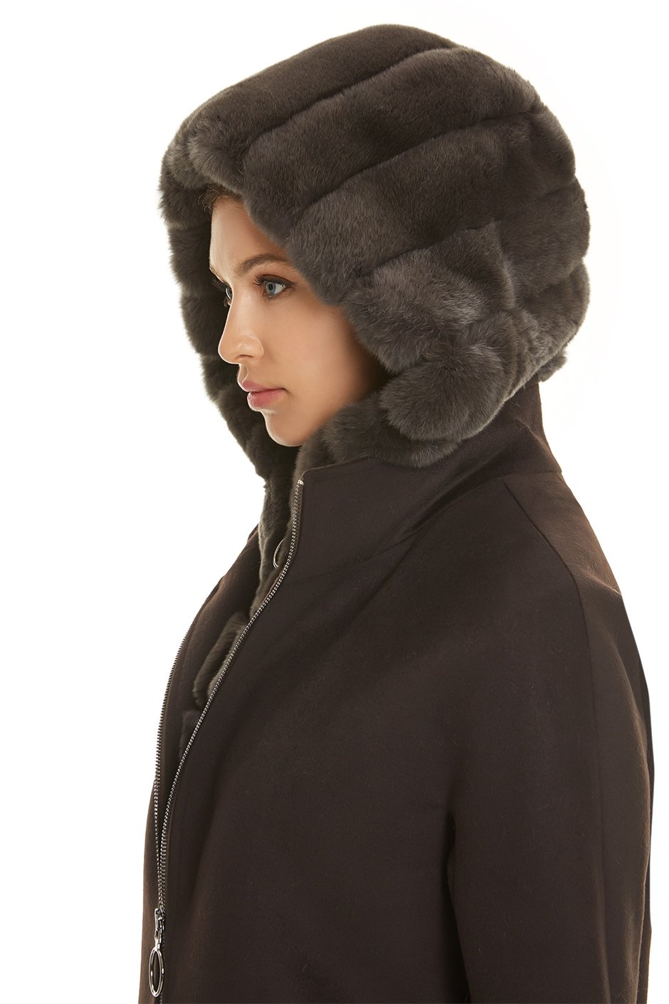 Shaky Women's Textile Short Coat with Rex trimming