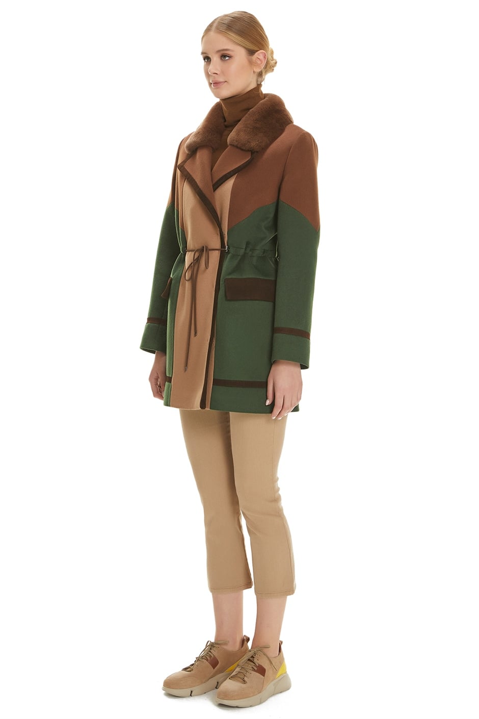 Shaky Women's Textile Short Coat with Rex trimming