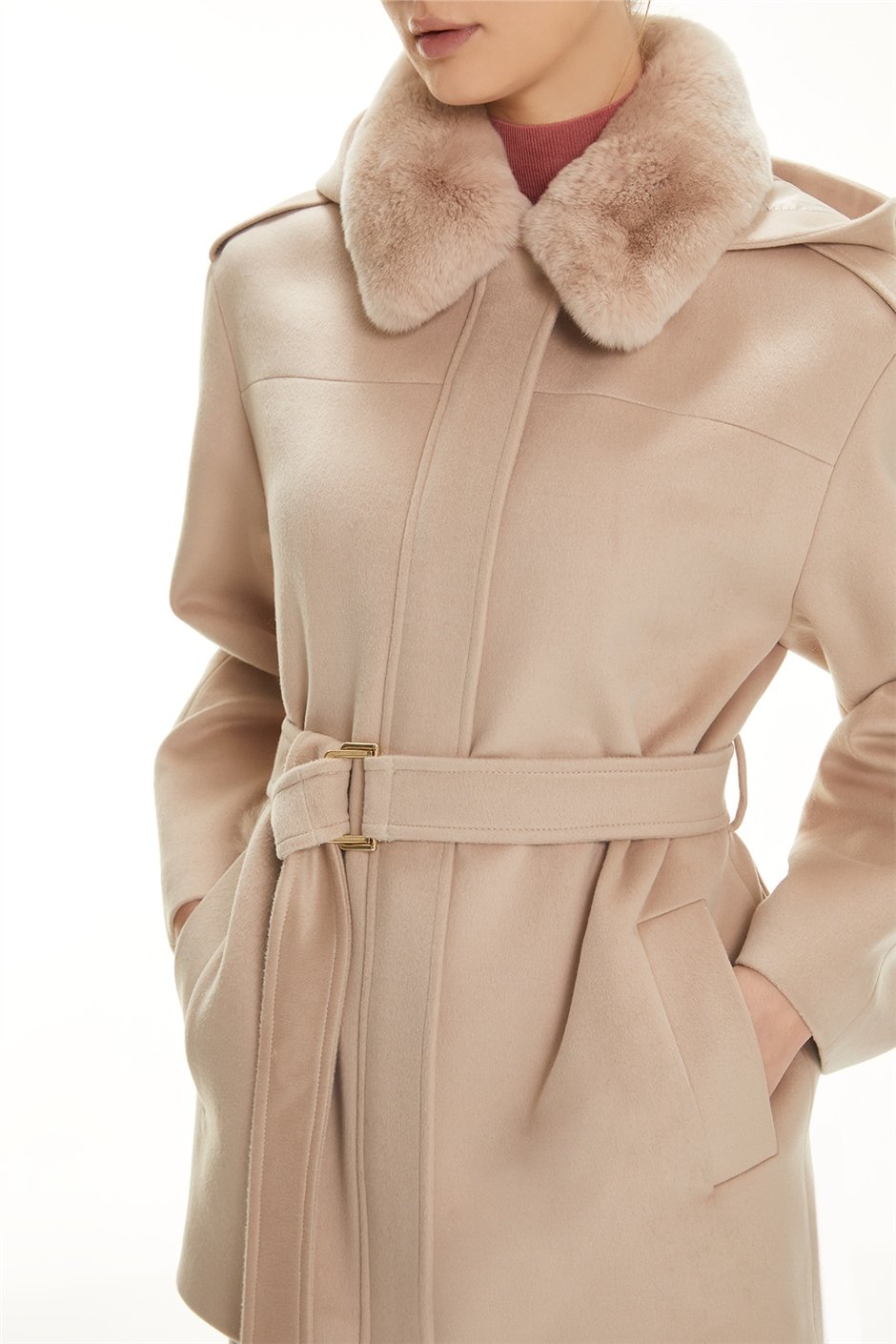 Shaky Women's Textile Short Coat with Rex trimming