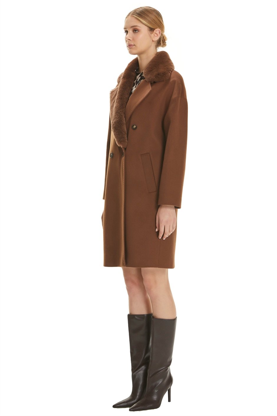Shaky Women's Textile Short Coat with Rex trimming