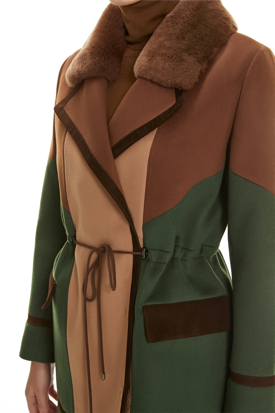 Shaky Women's Textile Short Coat with Rex trimming