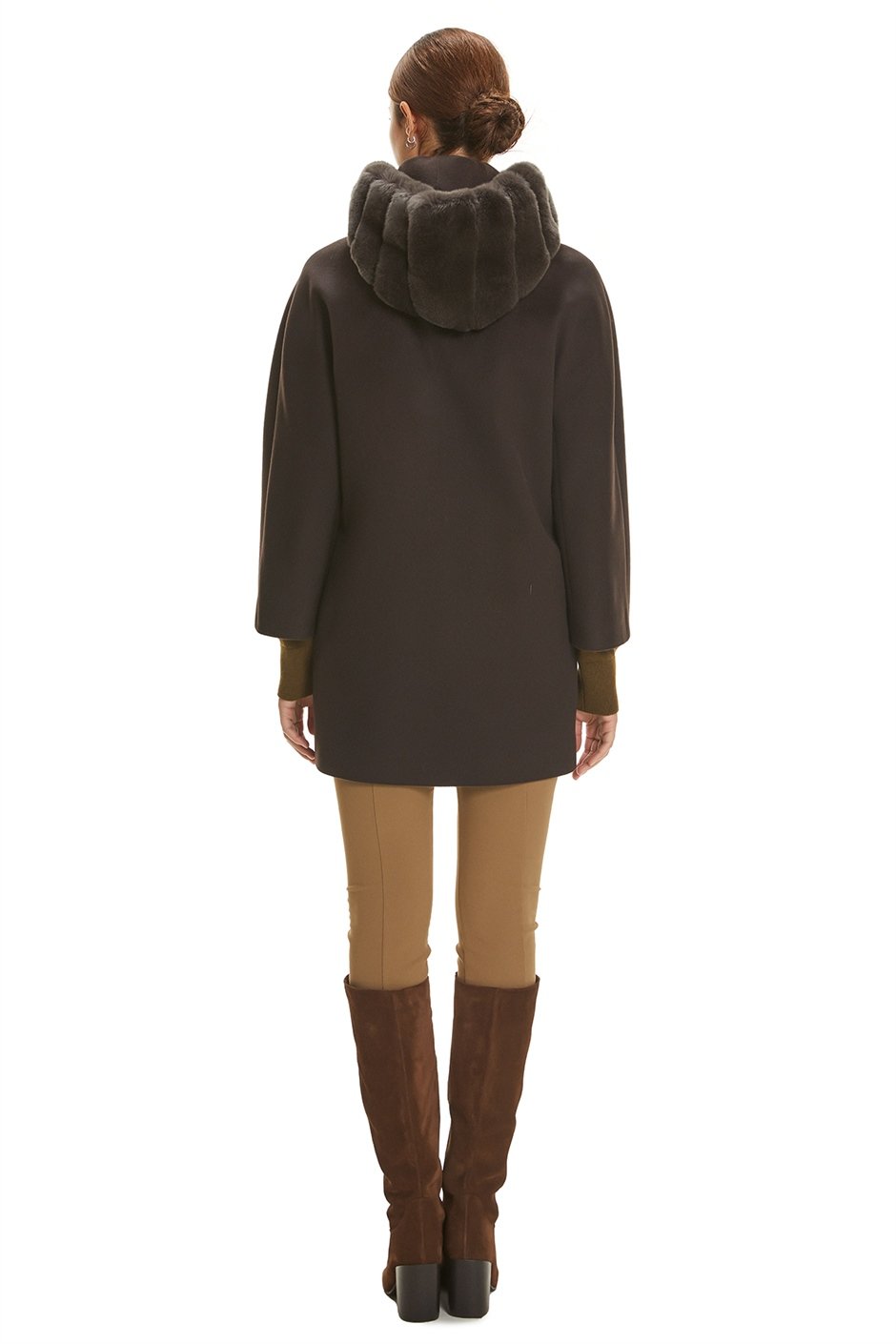 Shaky Women's Textile Short Coat with Rex trimming