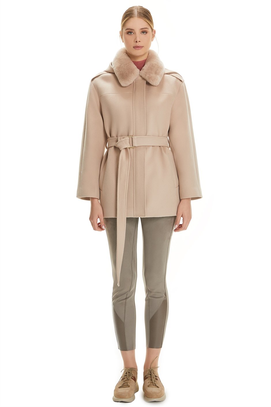 Shaky Women's Textile Short Coat with Rex trimming