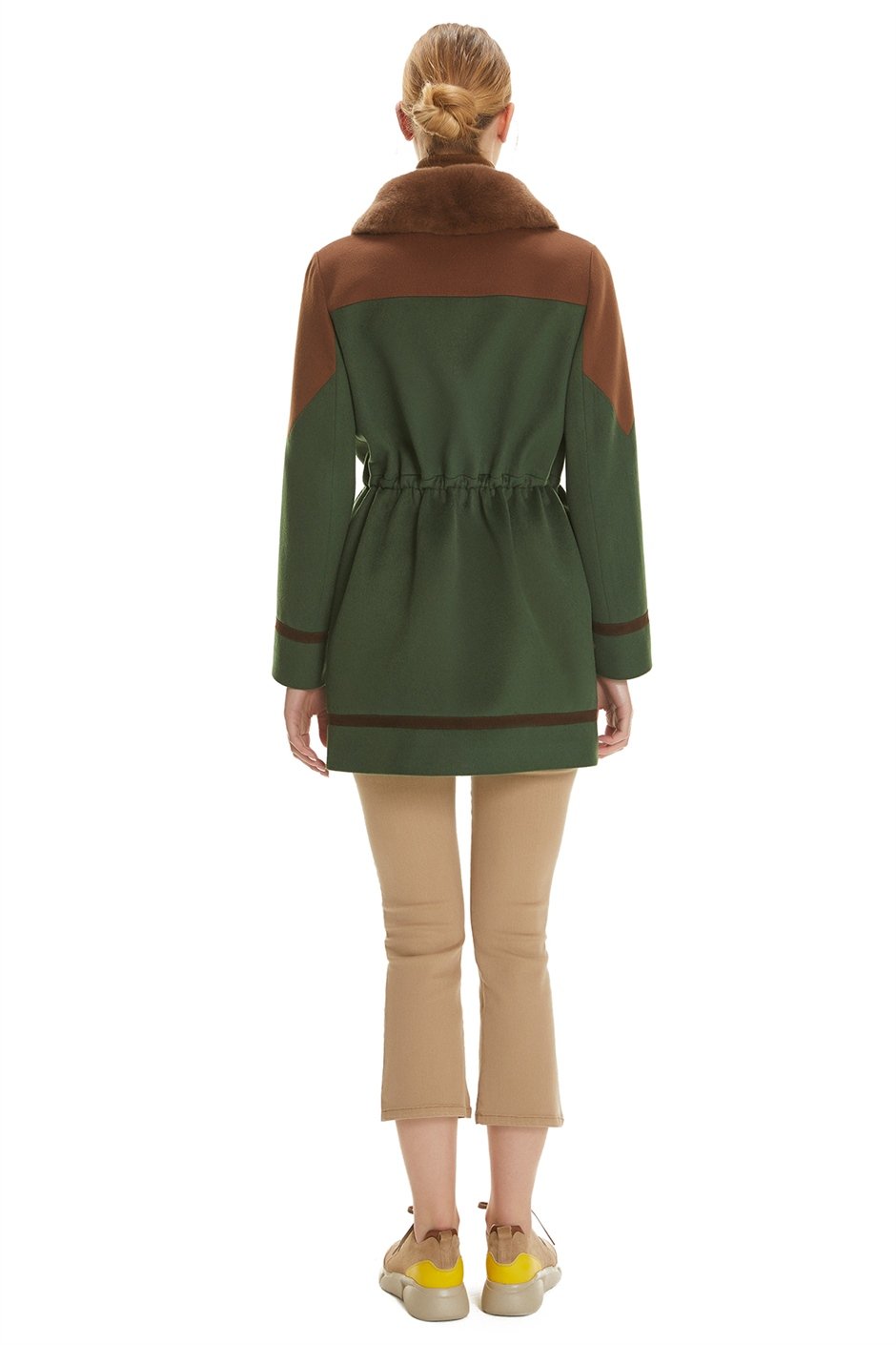 Shaky Women's Textile Short Coat with Rex trimming