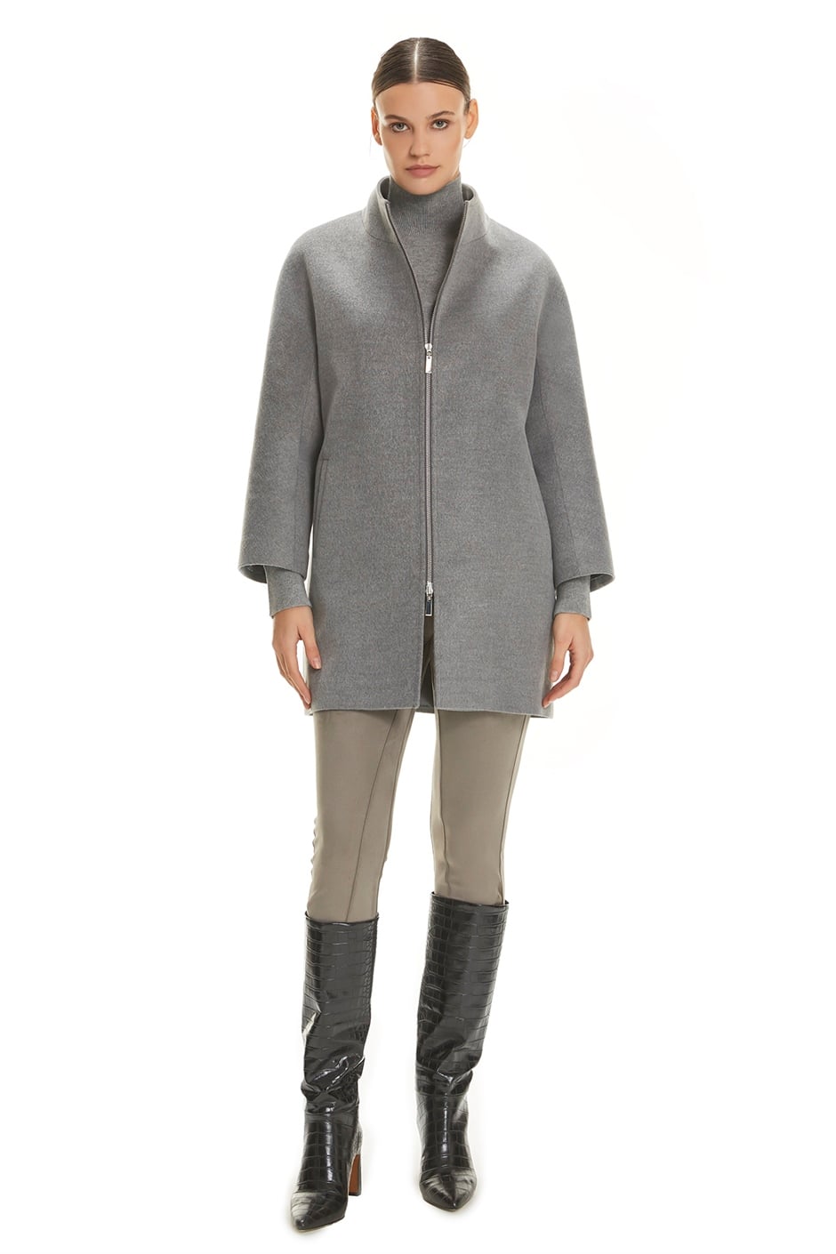 Shaky Women's Textile Short Coat with Rex trimming