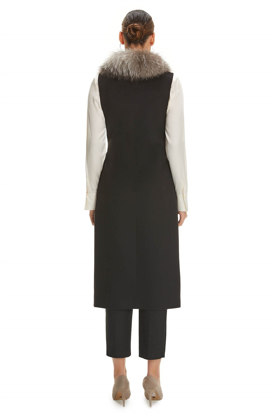 Shaky Women's Textile Waistcoat with Fox trimming Black