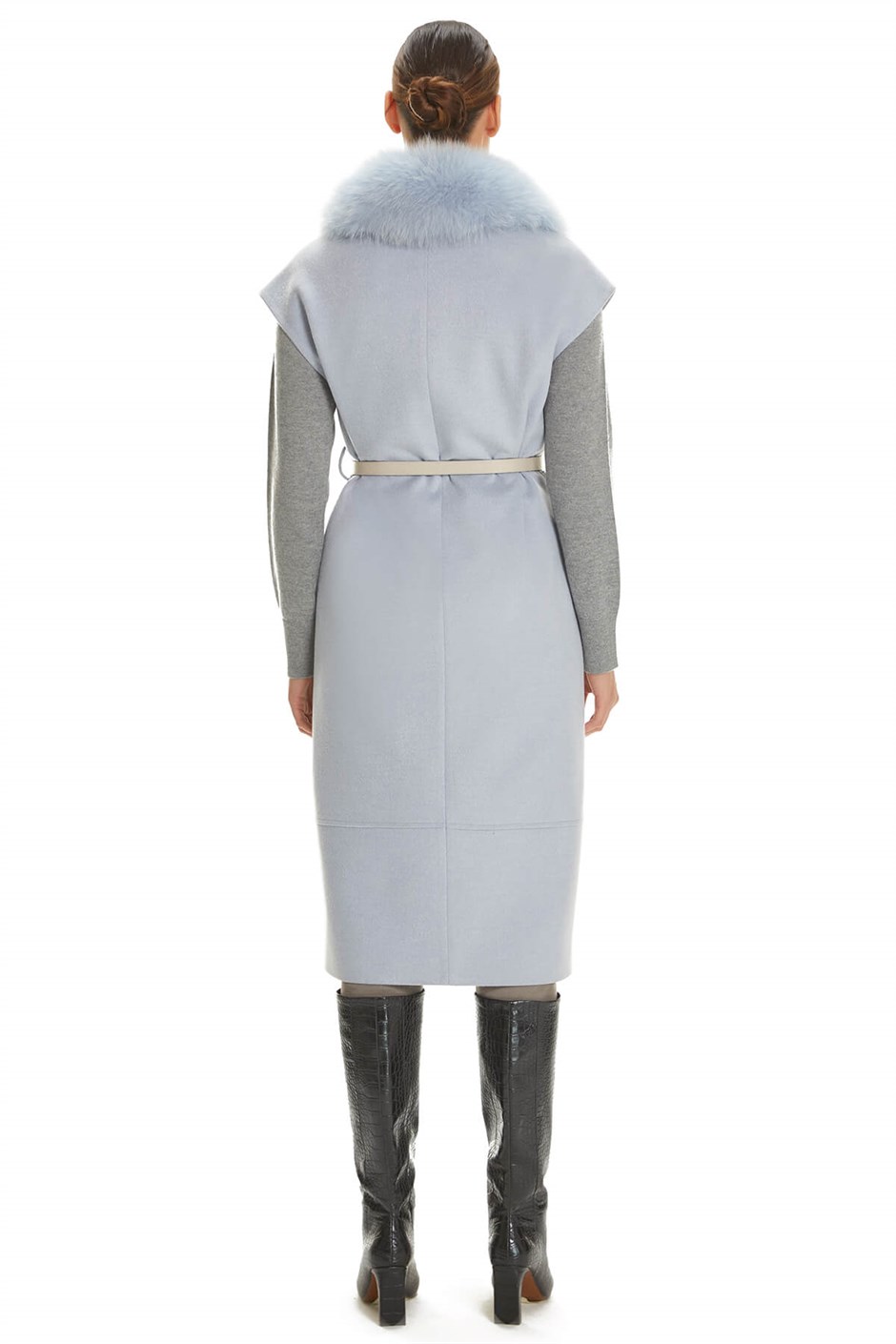 Shaky Women's Textile Waistcoat with Fox trimming Baby Blues