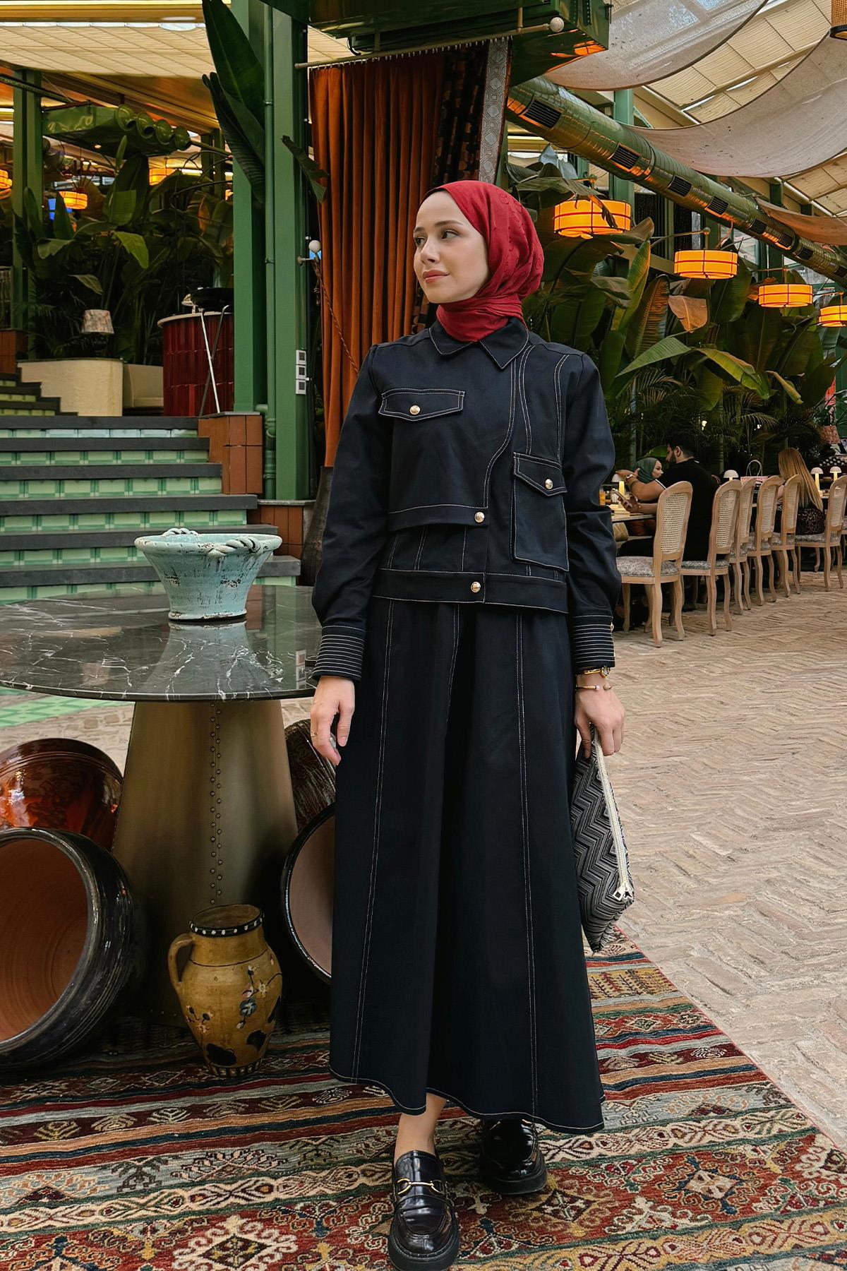 EMILIA ETEKLİ TAKIM LACİVERT