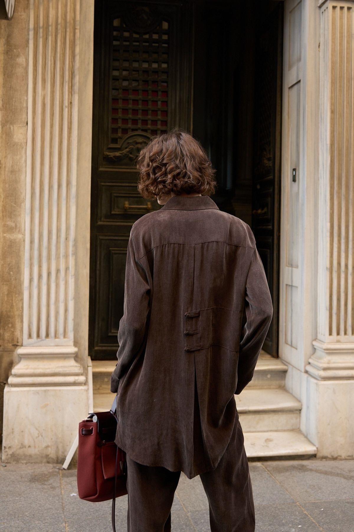 Emosh Britli Düğmeli Pantolonlu Takım KAHVERENGİ