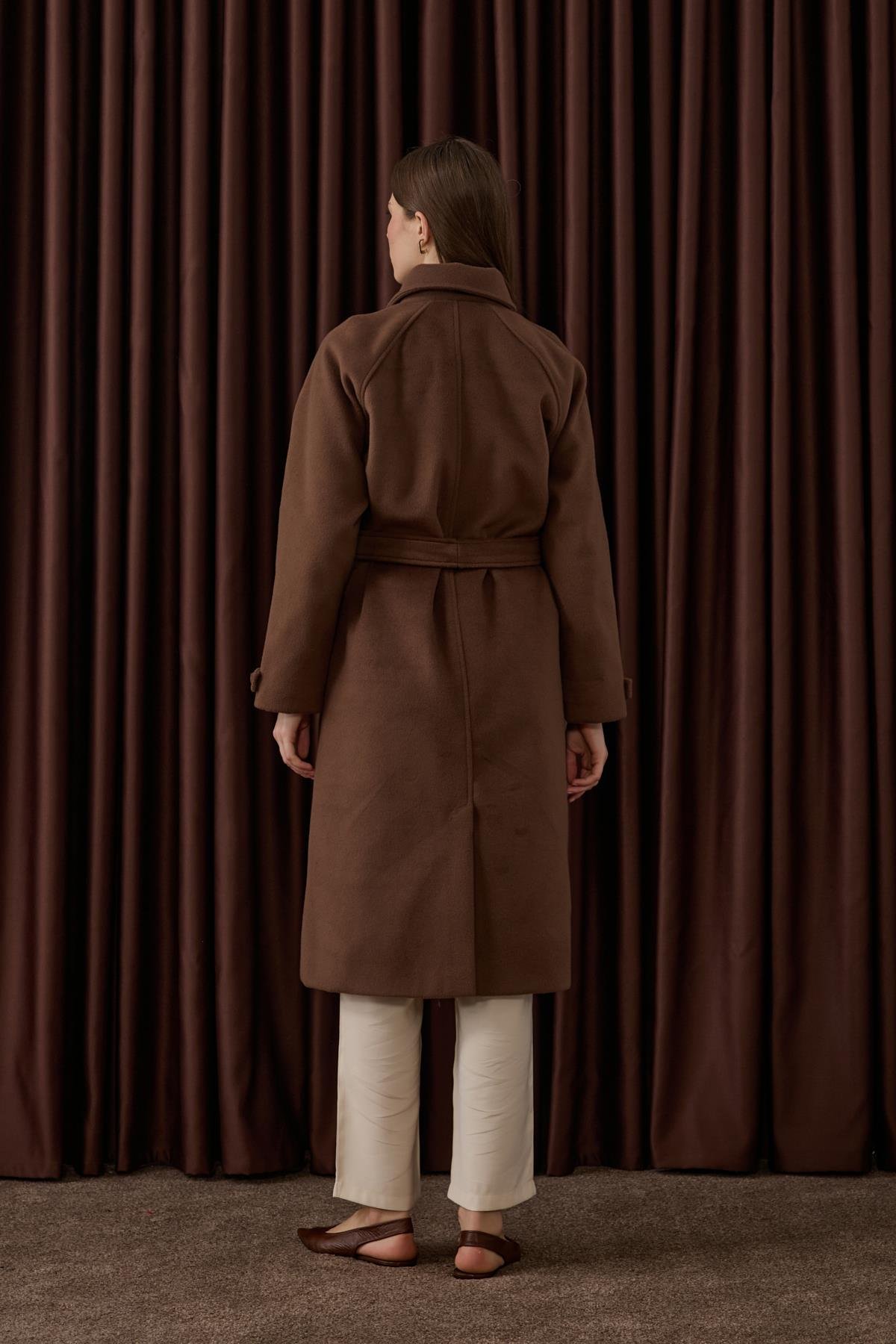 Lona Fermuarlı Büyük Cepli Kaban KAHVERENGİ