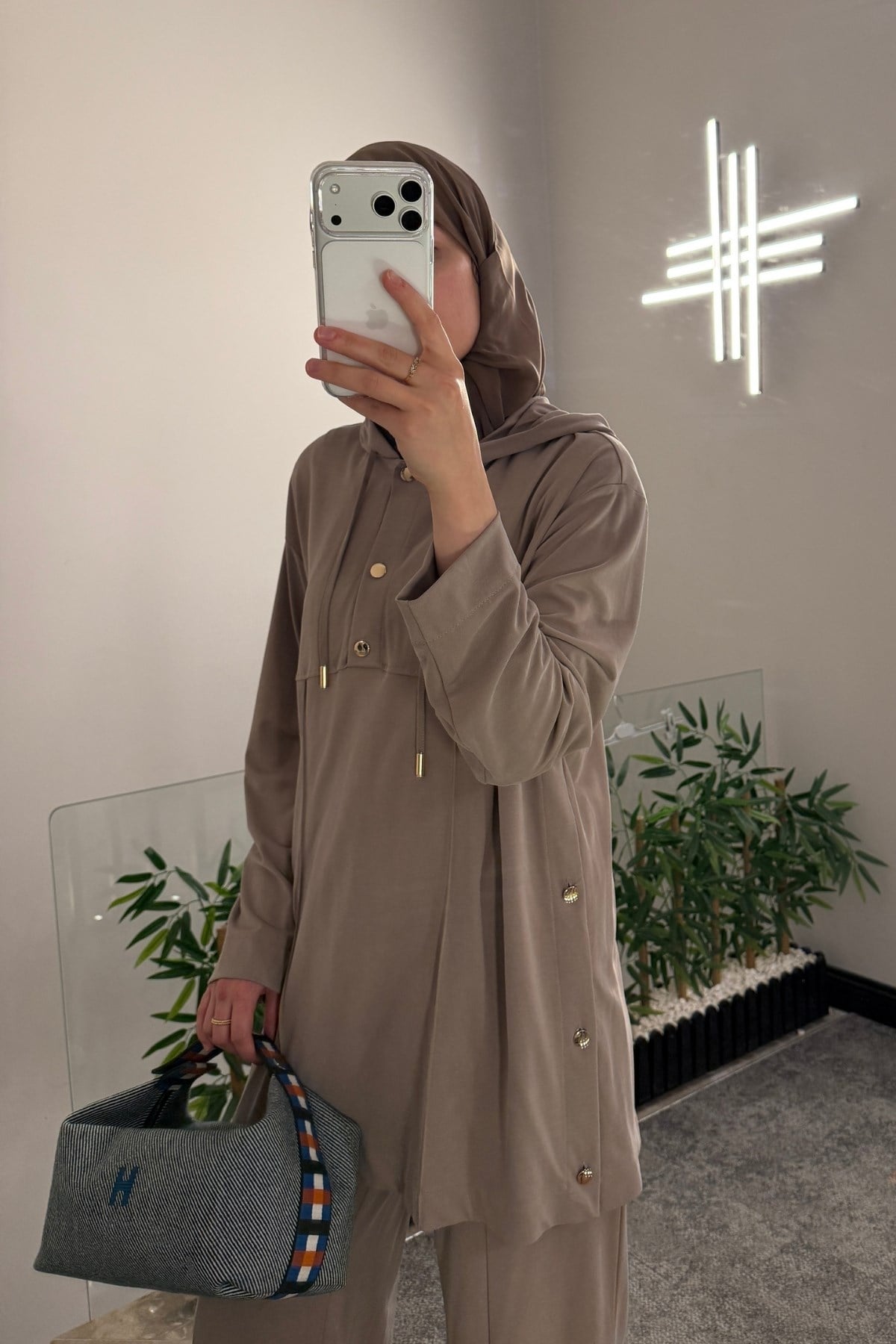 Stone Örme Rayon Eşofman Pantolonlu Takım VİZON