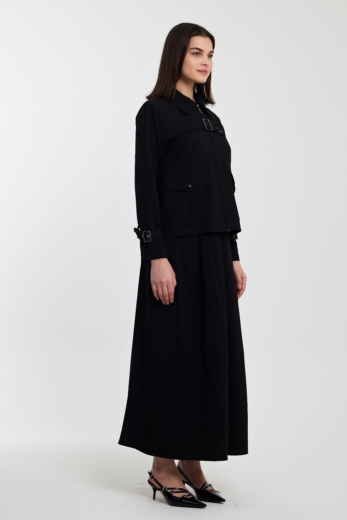 ZARINA ETEKLİ TAKIM SİYAH