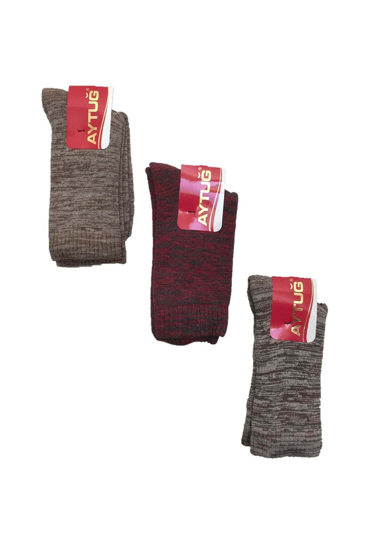 Aytuğ Kadın Renkli Kışlık Termal Soket Çorap 3'lü Paket