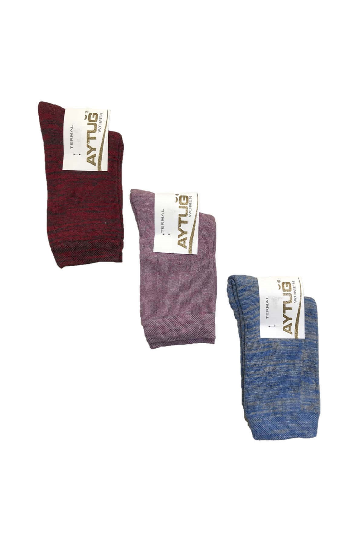 Aytuğ Kadın Renkli Kışlık Termal Soket Çorap 3'lü Paket