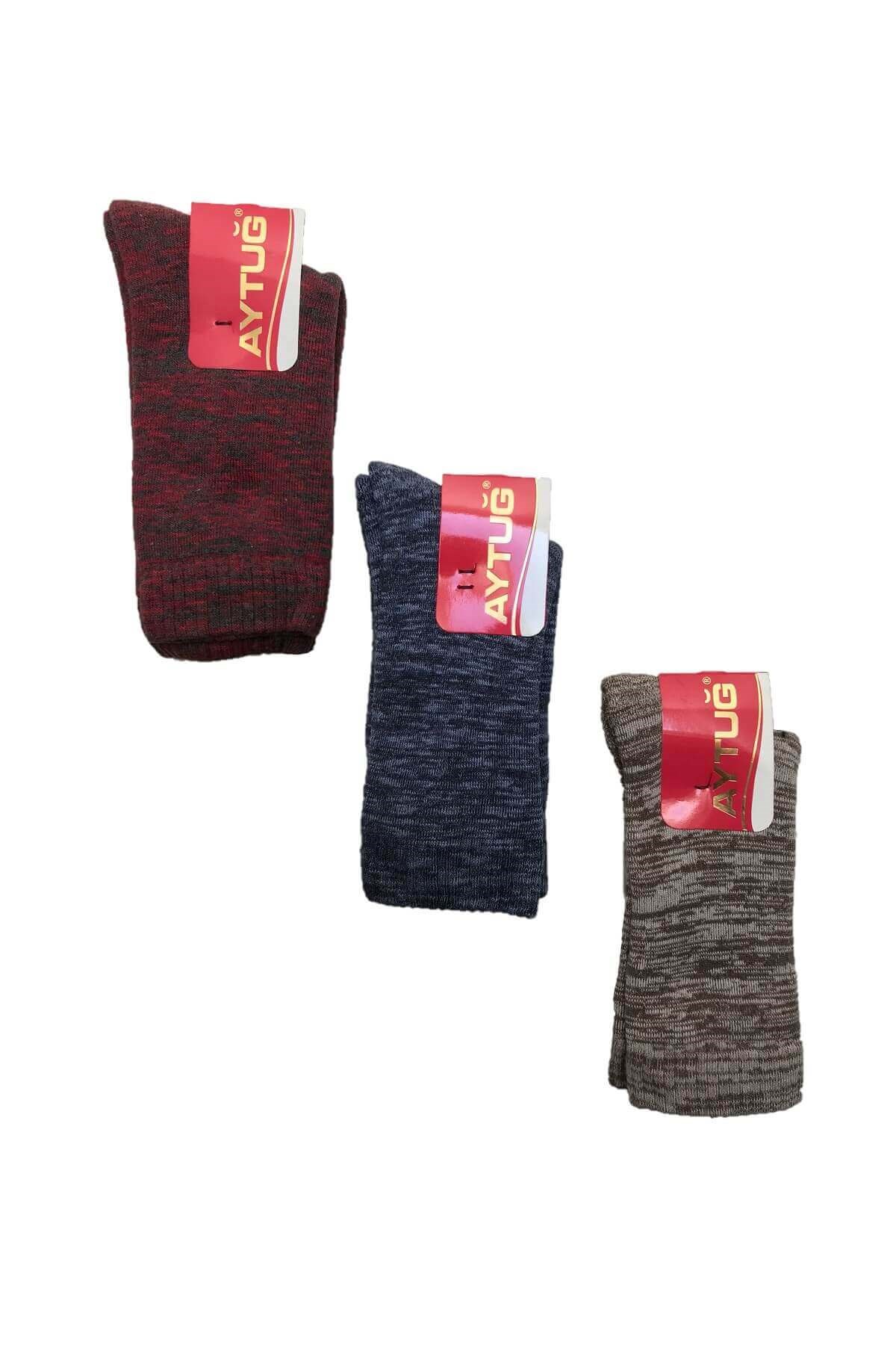 Aytuğ Kadın Renkli Kışlık Termal Soket Çorap 3'lü Paket